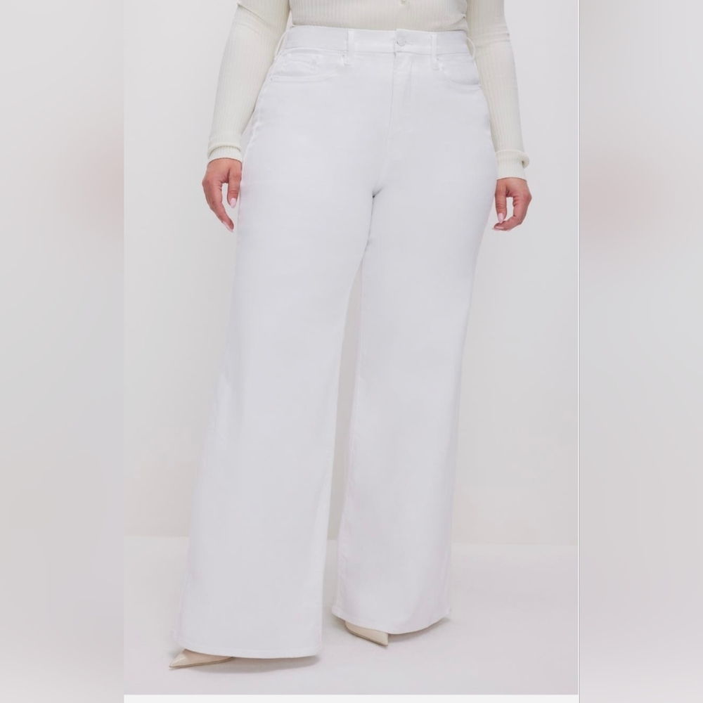 Good American White Good Waist Palazzo Jeans Size 24